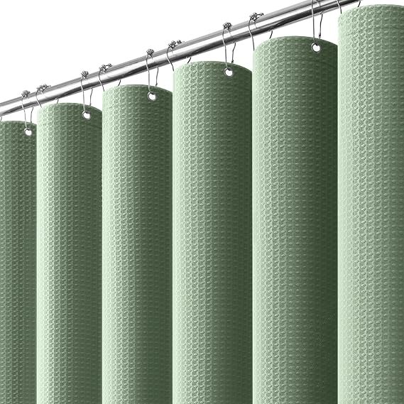 Dynamene Waffle Shower Curtain, 256 GSM Heavy Duty Fabric