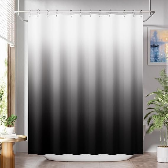 AmazerBath Cloth Ombre Black Shower Curtain